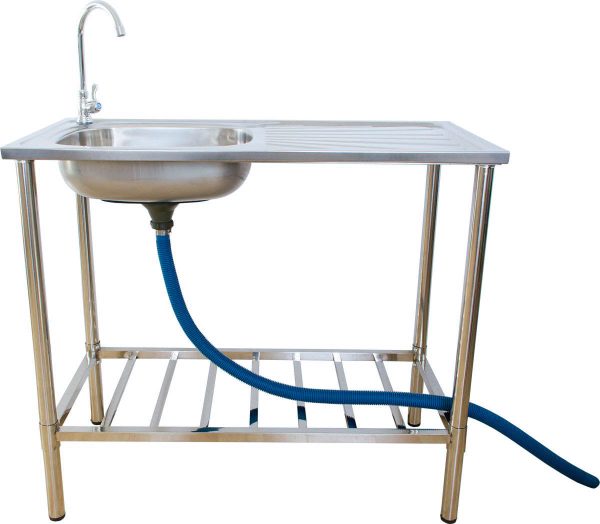 Udekøkken/Stålbord med Håndvask - Grå / Ingen størrelse