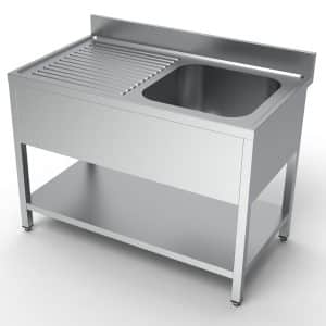 Stålbord med vask - højre